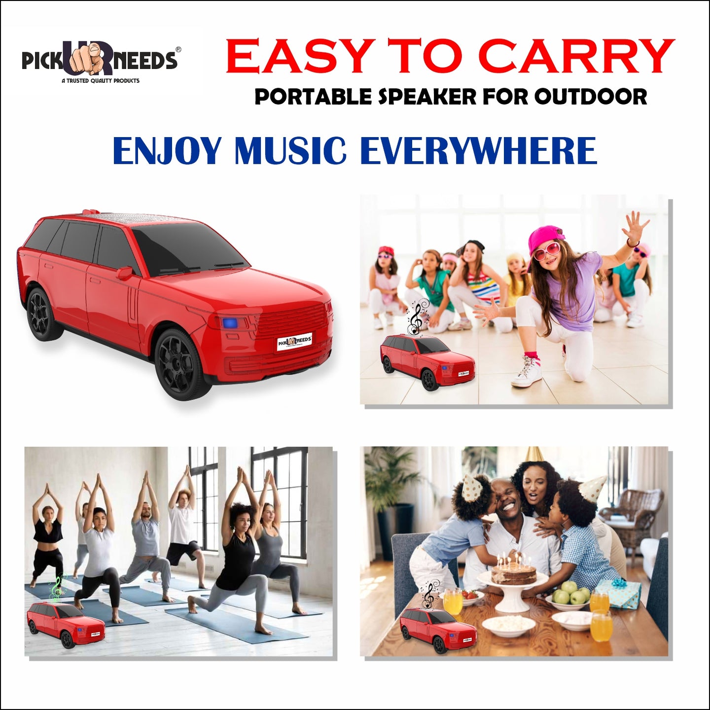 Pick Ur Needs Car Design Wireless Speaker USB / TF Card / FM Support RGB Light 1200mAh Battery 10 W Bluetooth Speaker